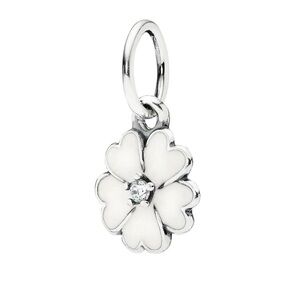 Pandora white primrose and cz dangle charm